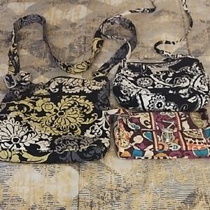 Quilted Floral Crossbody Bag in Black and Yellow